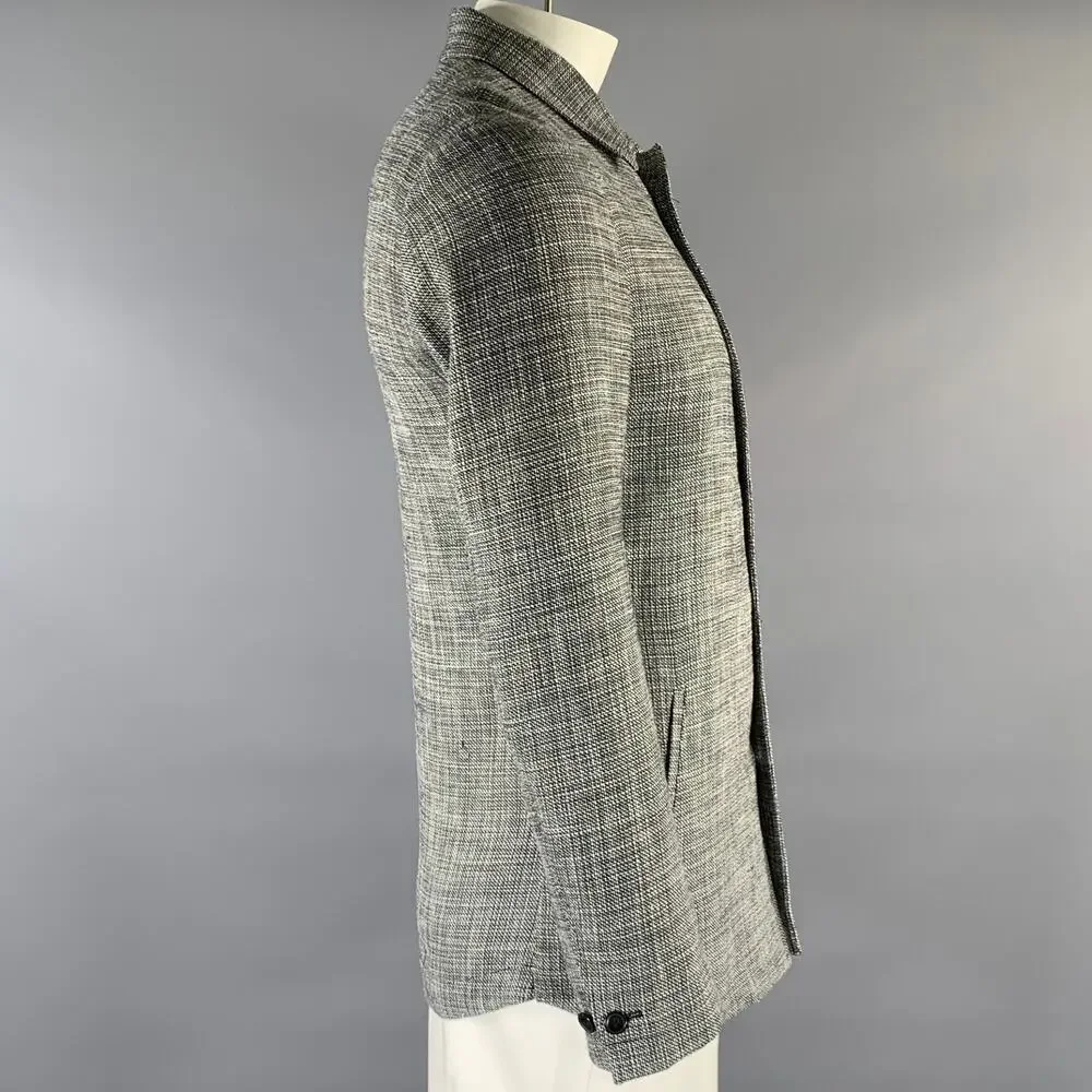KLEIN EPSTEIN & PARKER Chest Size L Black White & Black Heather Wool Blend Coat